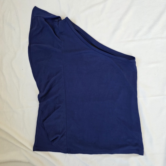 ✨ Mossimo One-Shoulder Ruffle Sleeve Top – Indigo – Size Small ✨ - Picture 4 of 12